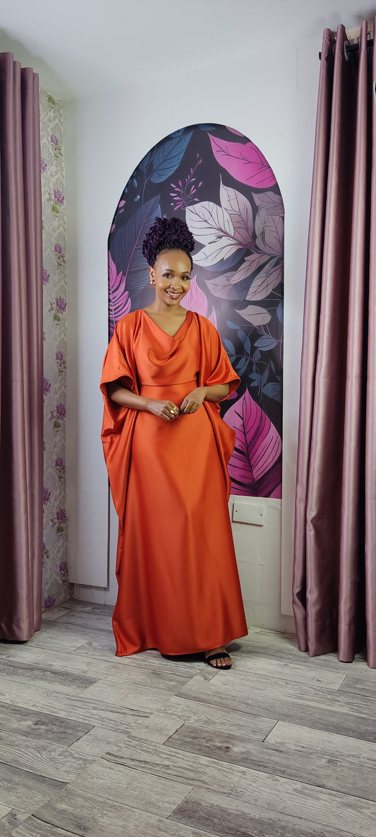 4. Burnt Orange Cowl Neck Kaftan