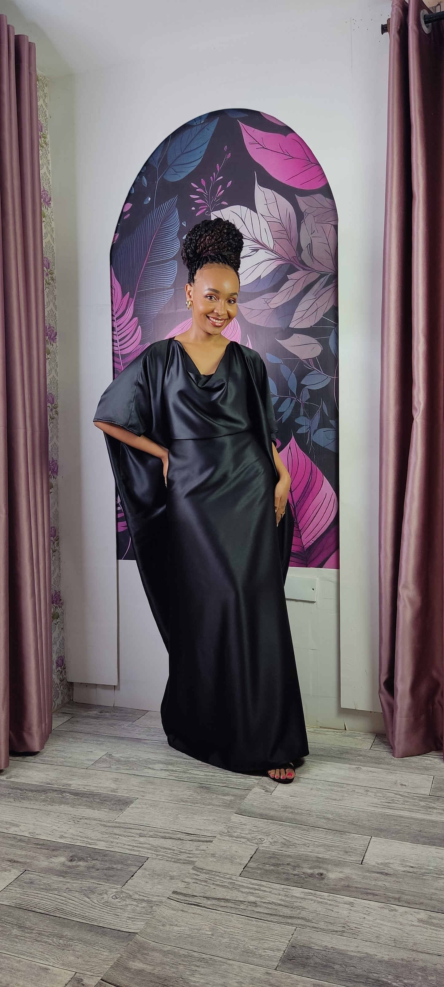 4. Black Cowl Neck Kaftan