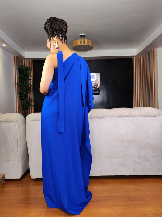 3. Athena Royal Blue One Shoulder Kaftan