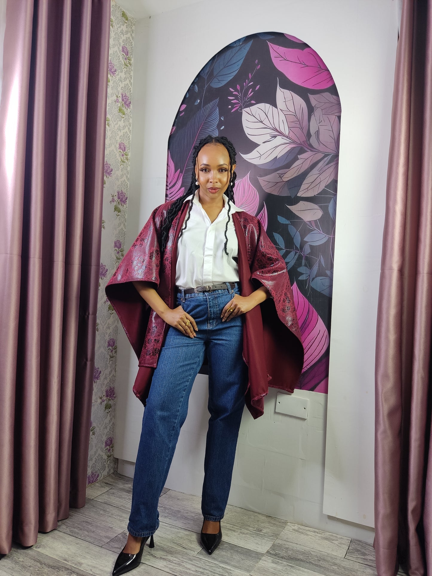 Z. Burgundy Suede Shawl