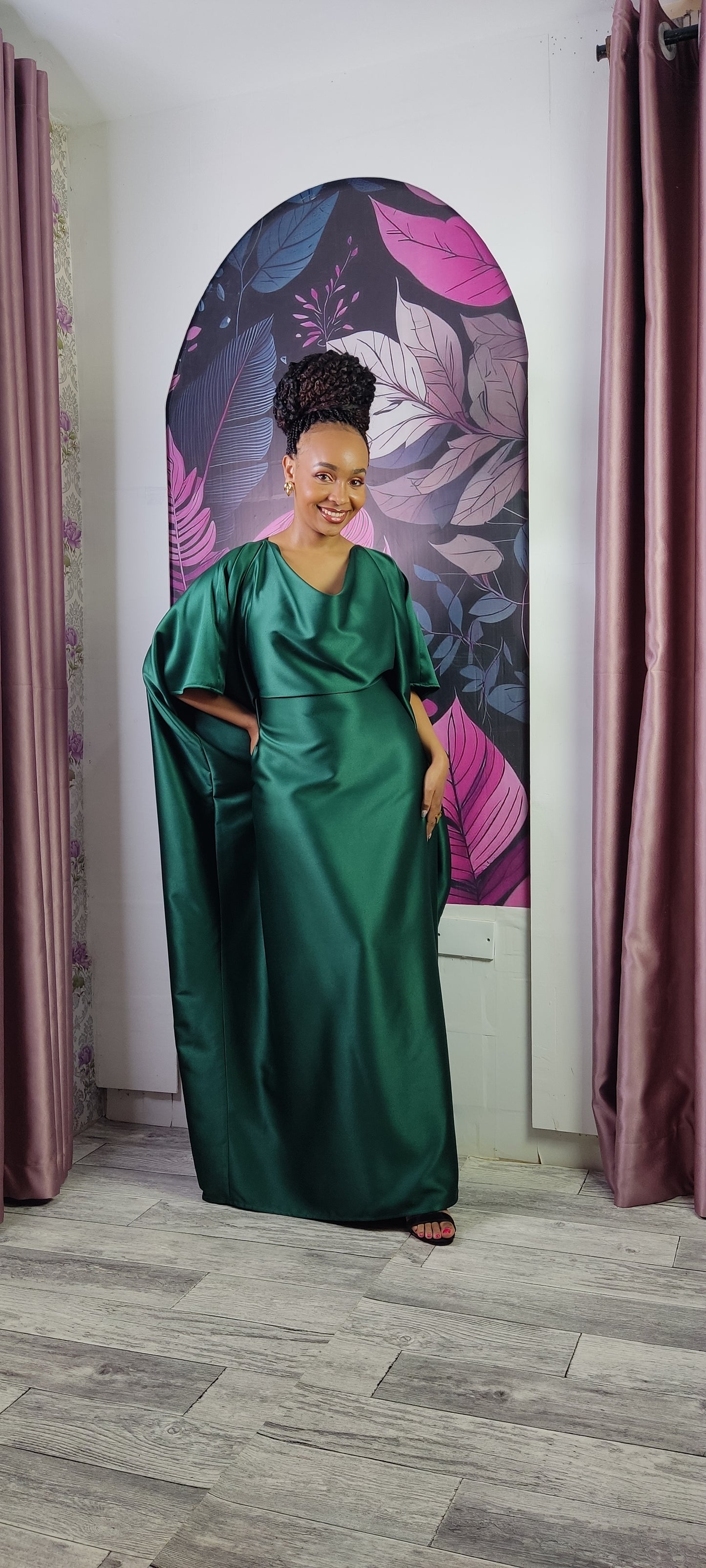 4. Emerald Green Cowl Neck Kaftan