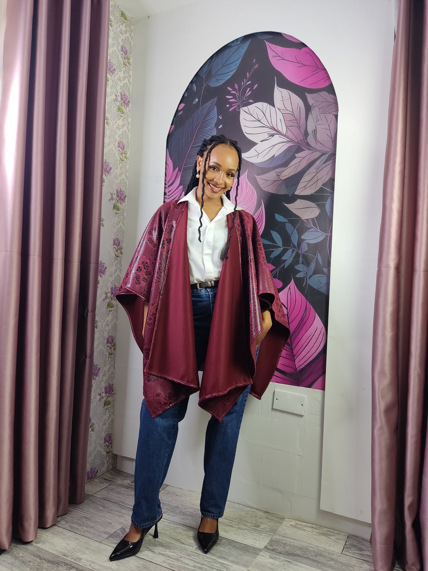 Z. Burgundy Suede Shawl