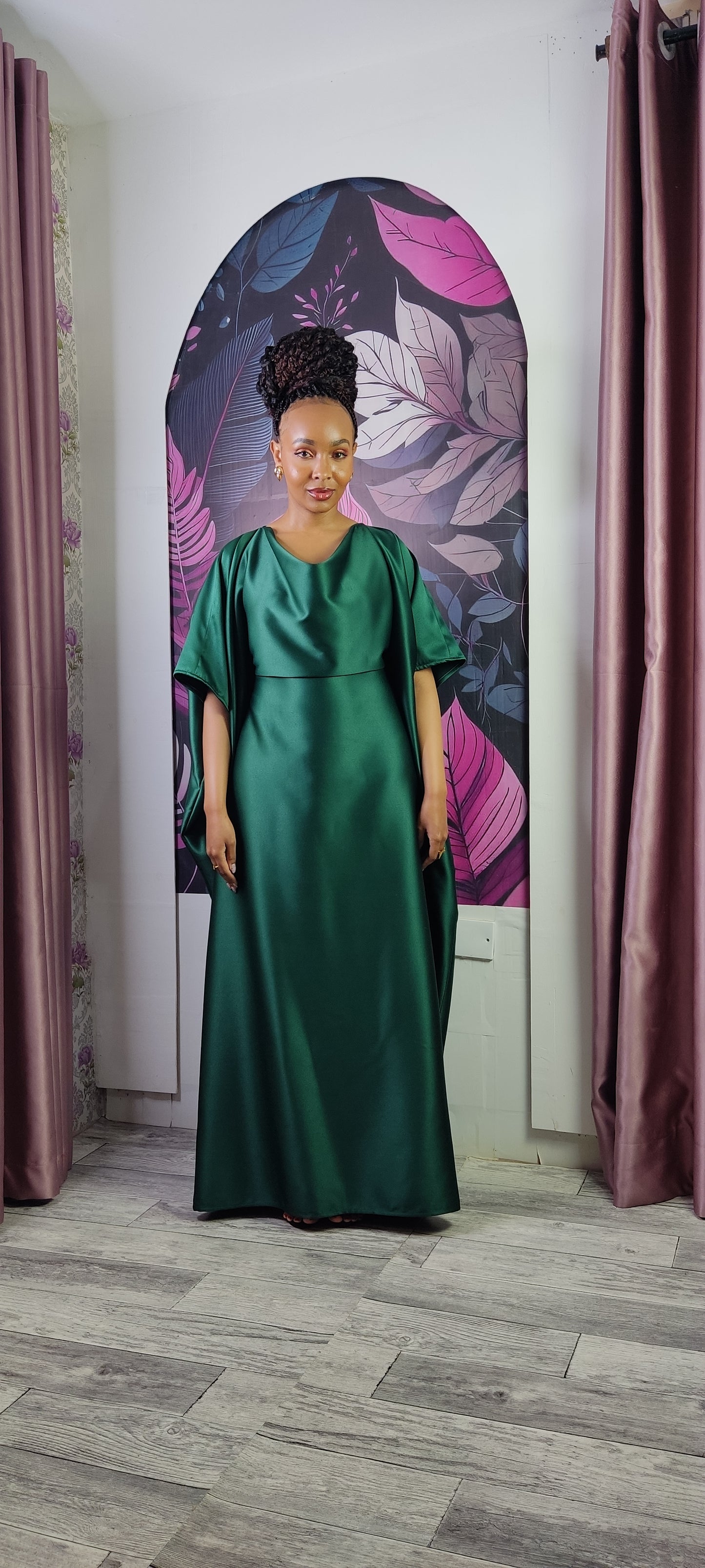 4. Emerald Green Cowl Neck Kaftan
