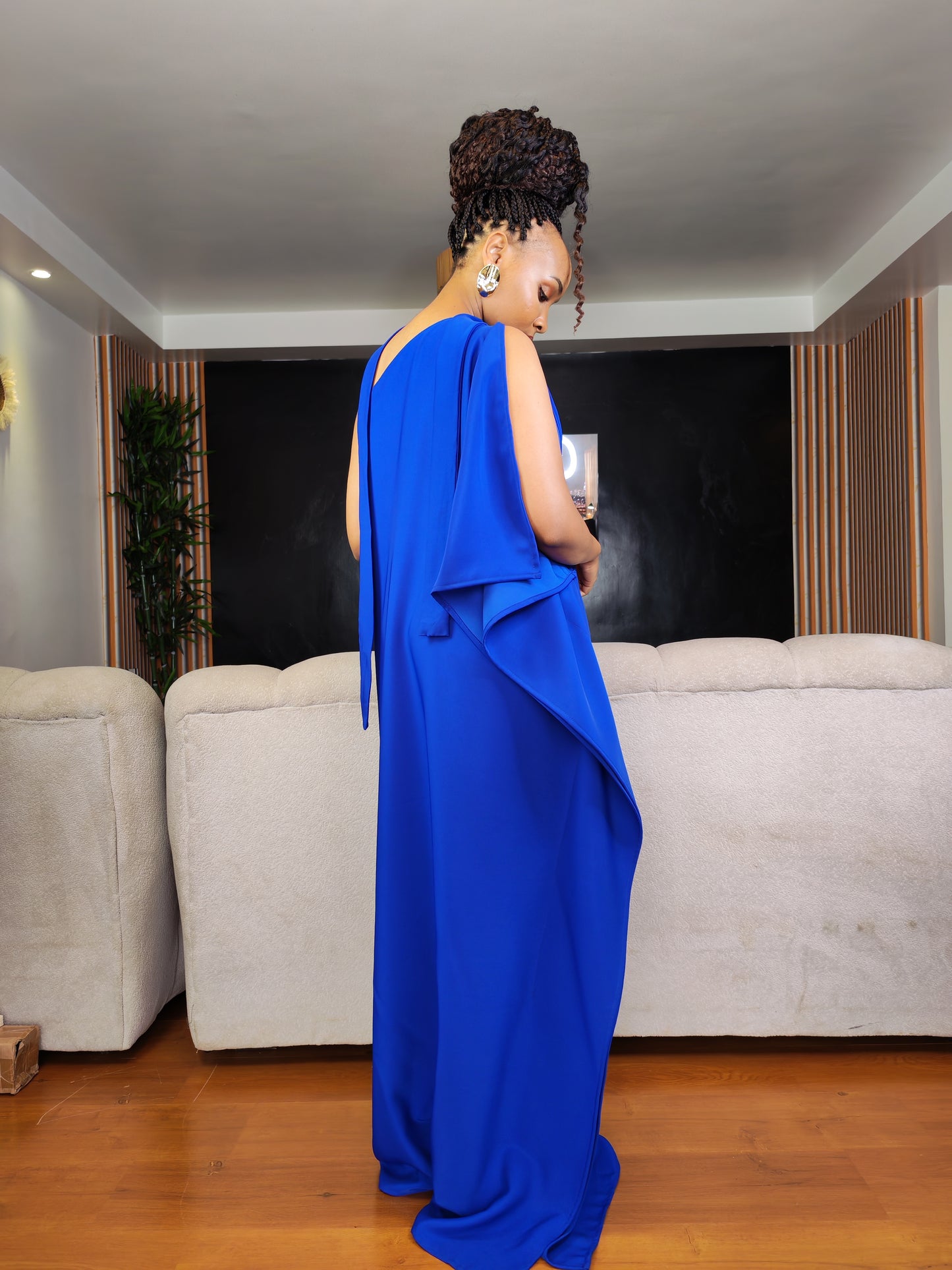 3. Athena Royal Blue One Shoulder Kaftan