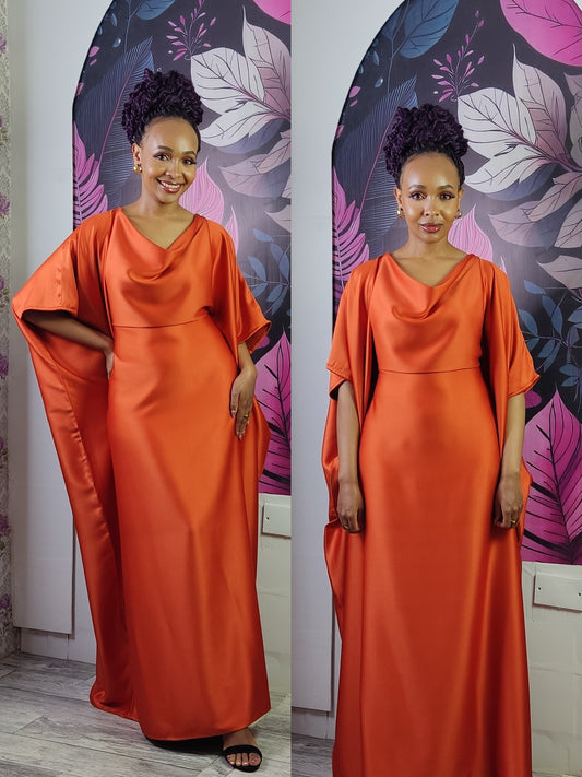 4. Burnt Orange Cowl Neck Kaftan