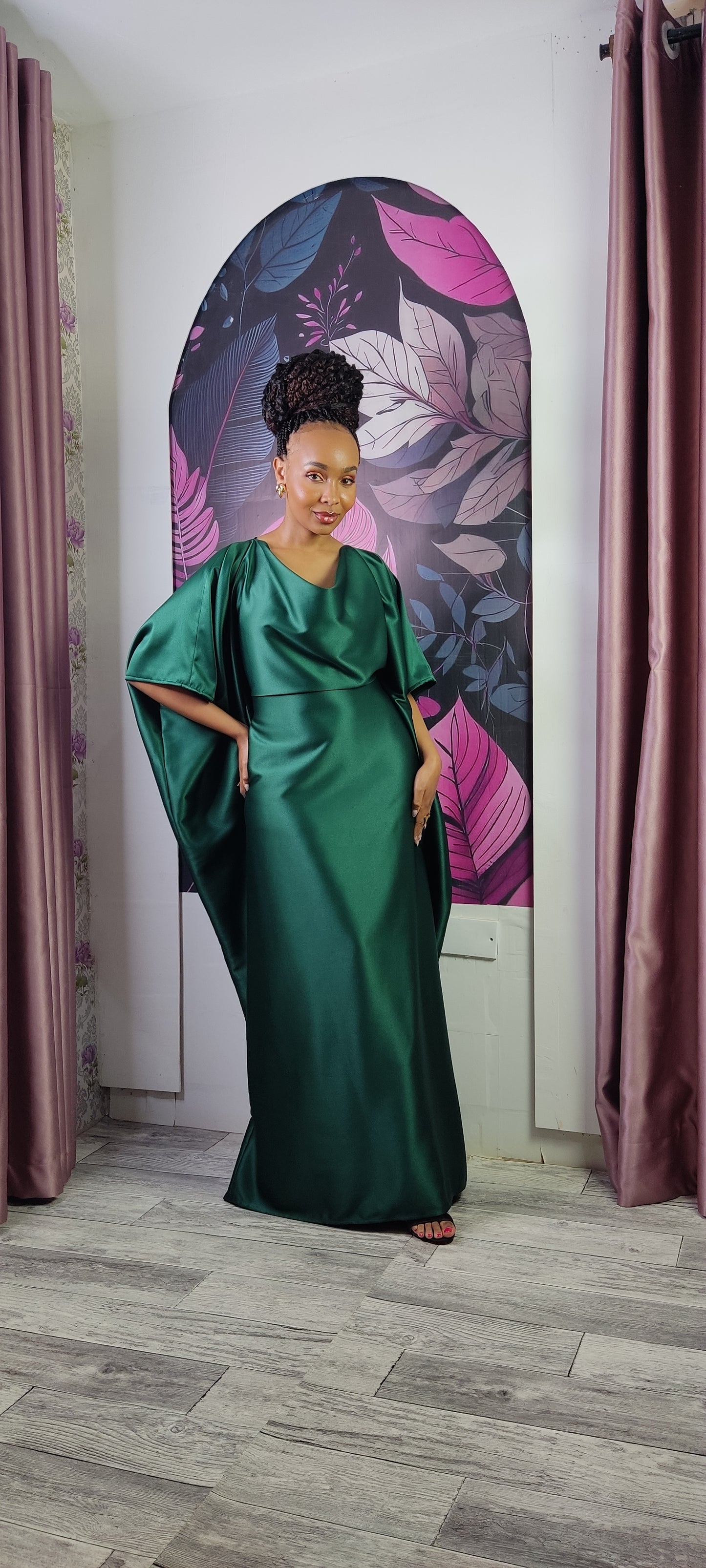 4. Emerald Green Cowl Neck Kaftan