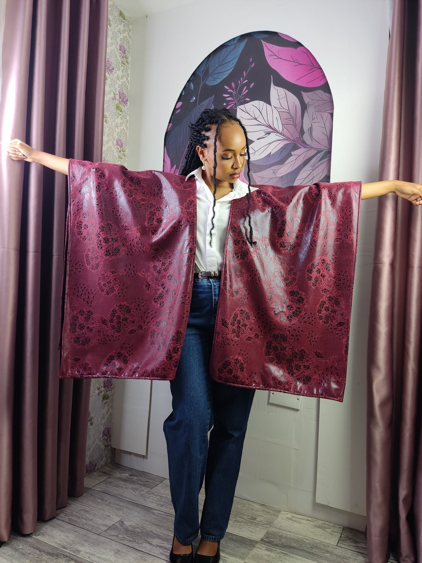 Z. Burgundy Suede Shawl