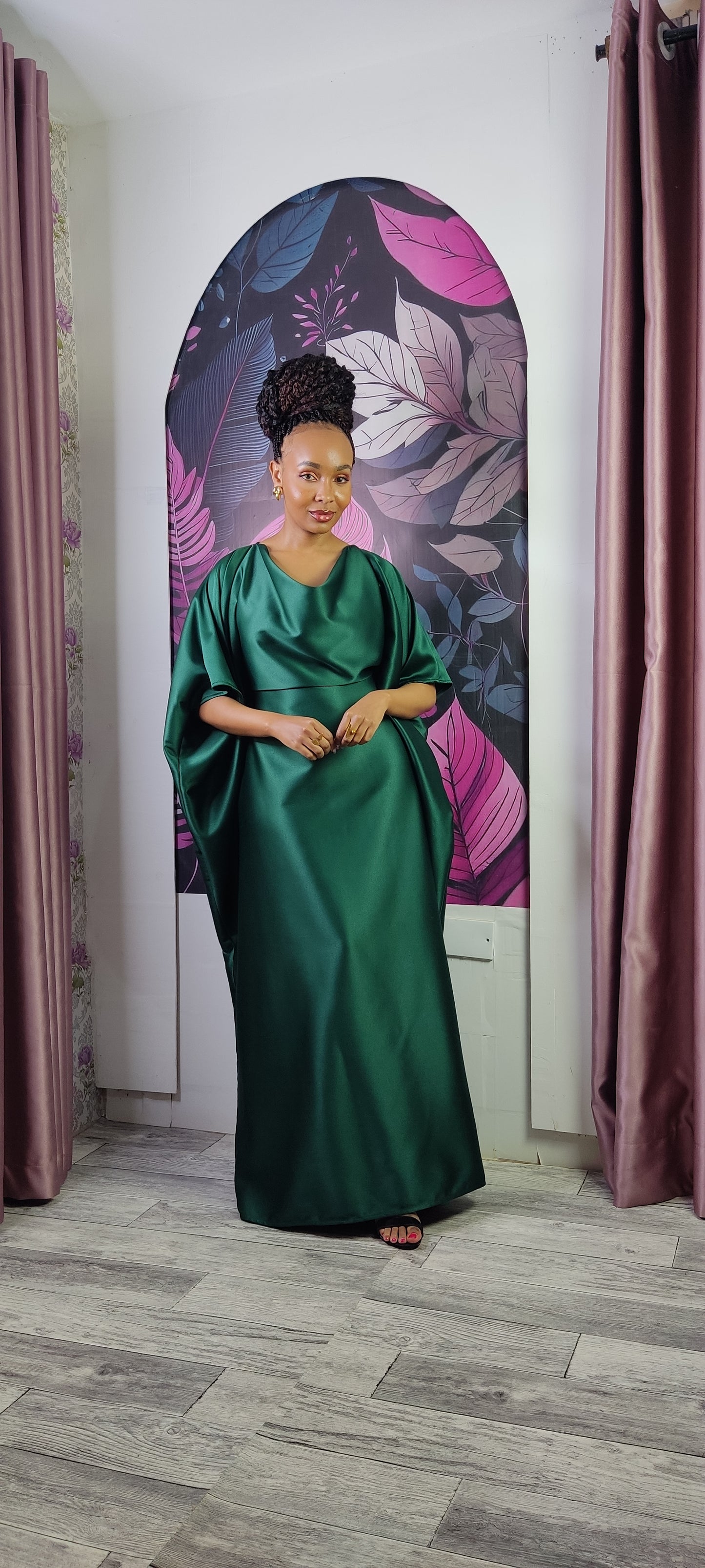 4. Emerald Green Cowl Neck Kaftan