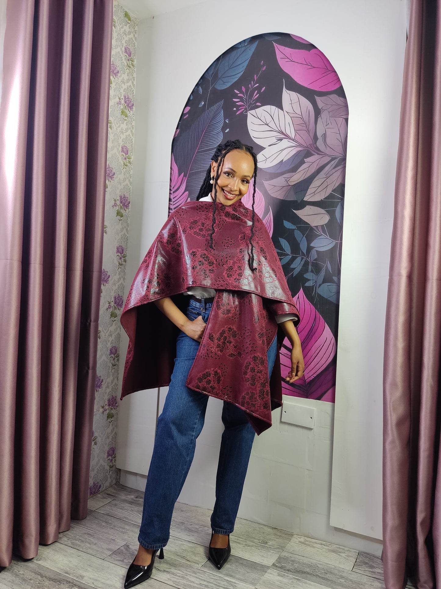 Z. Burgundy Suede Shawl