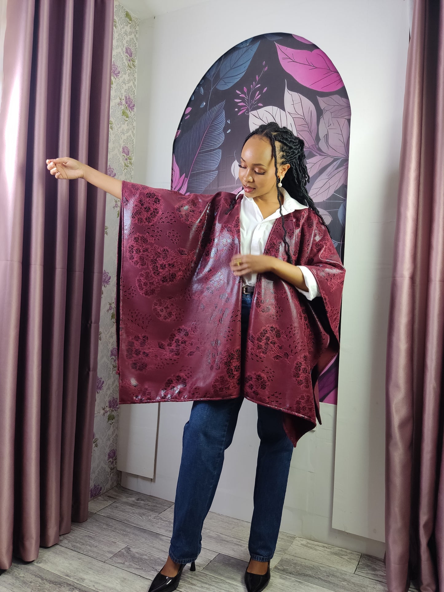 Z. Burgundy Suede Shawl