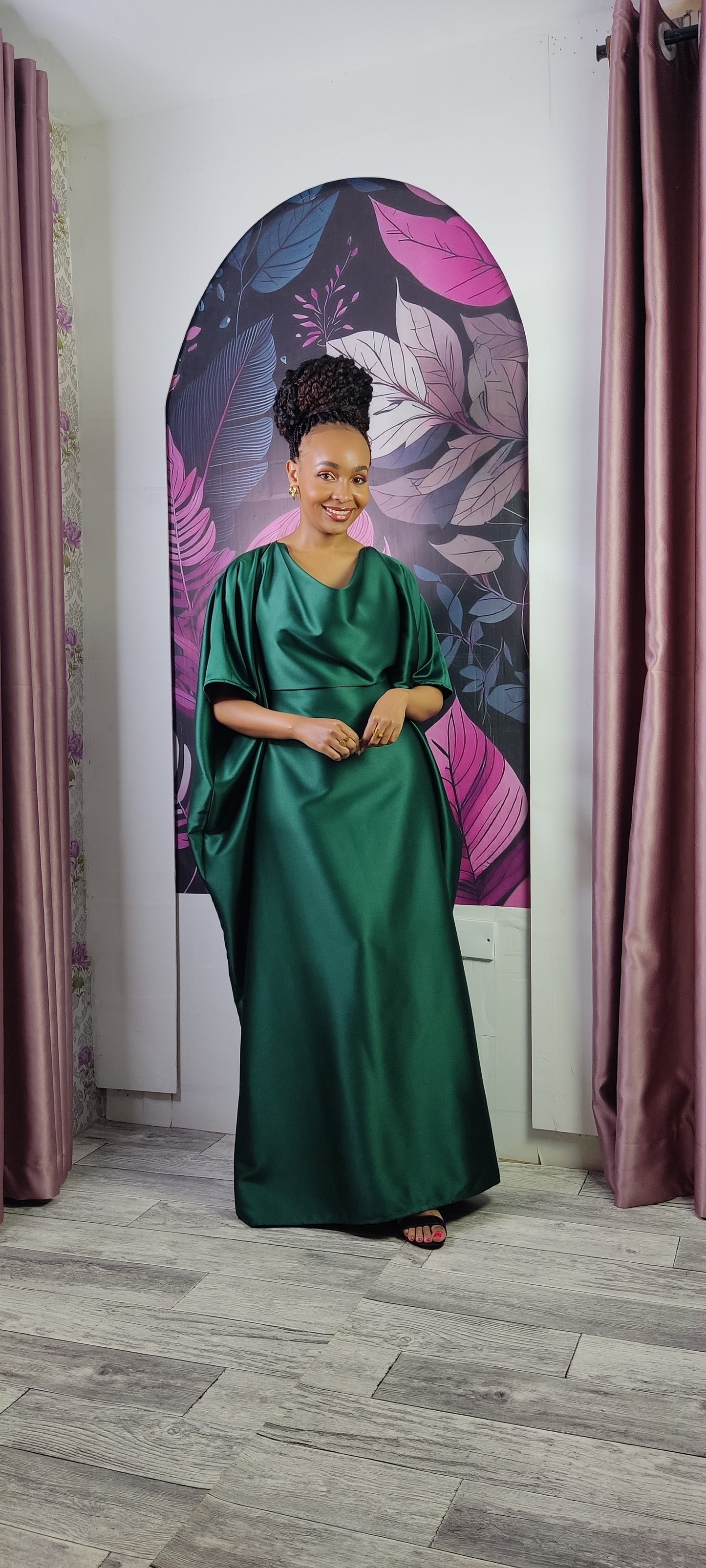 4. Emerald Green Cowl Neck Kaftan